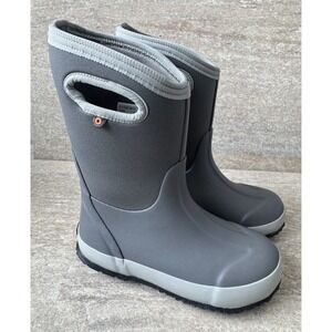 Bogs Kids Classic Matte Gray Waterproof Insulated Rain Snow Boots Sz 3 EU 35